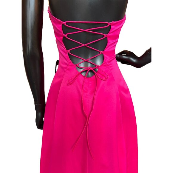 Hot Pink Prom Maxi Formal Dress - City Triangles - Picture 6 of 8